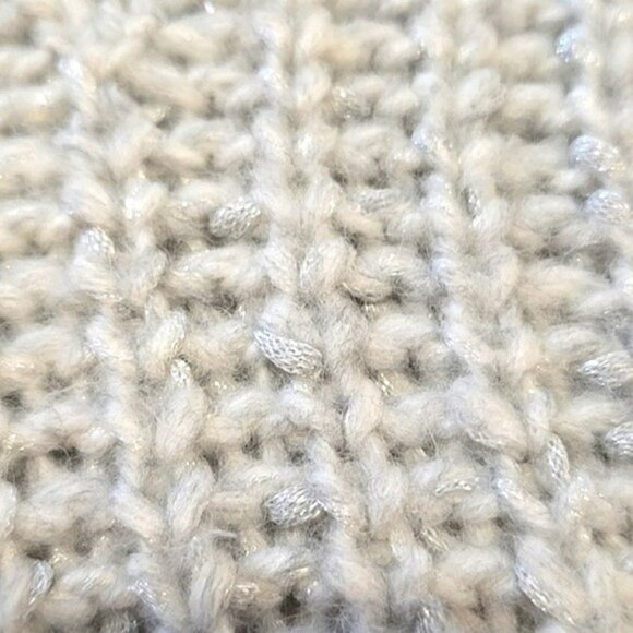 Express Women's Sweater Size Medium Light Blue Grey Chunky Knit High Neck Preppy - Picture 8 of 15